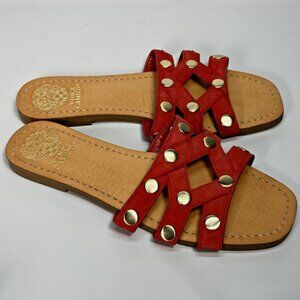 Vince Camuto Vazista Red Studded WITH Gold details Slide Sandals Size 8 Women